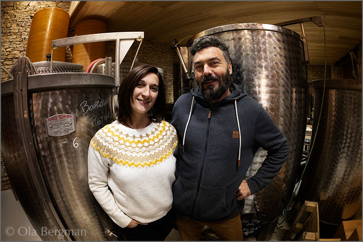 Caroline and Thibaut Pariset at Domaine de l’Aubraine in Saint-Gengoux-de-Scissé, Burgundy.
